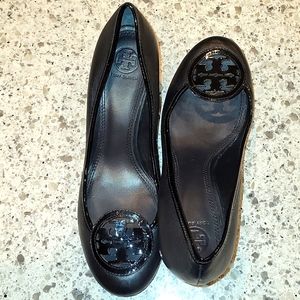 Tory Burch Black Leather wedges